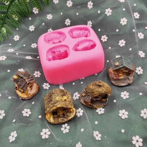 Creative 4 Cavities House Shape Ice Mold DIY Handmade Pudding Candy Chocolate Candle Mould