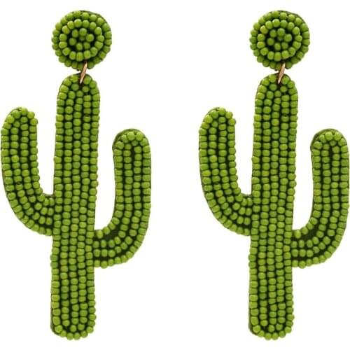 Creative Cactus Drop Earring for Women Girl Resin Beads Plants Earring Bohemian Summer Party Gift Statement Jewelry pendientes