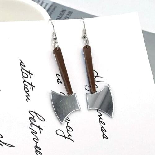 Creative Funny DIY Emulational Small Proportion Axe Pendant Earrings Personal Student Children Party Prank Spoof Jewelry