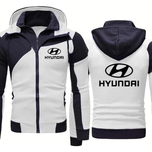 High Quality Casual Hyundai Car Logo Printing Spring Autumn Fashion Stitching Mens Sport Jacket Pure cotton Mens Fake Two