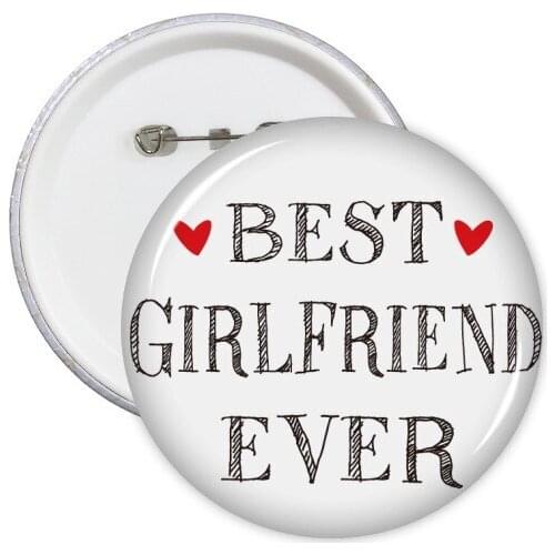 Best girlfriend ever Quote Heart Round Pins Badge Button Clothing Decoration Gift 5pcs