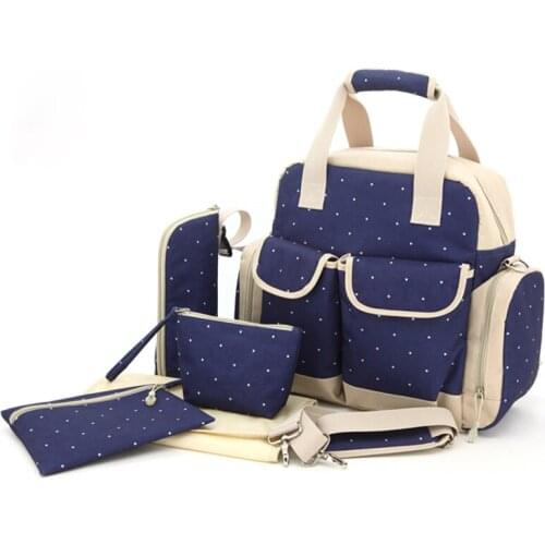 Multi-function Large Capacity Mummy Bag Solid Color Dot Waterproof Baby Stroller Carriage Pram Diaper Bags Backpack MBG0023