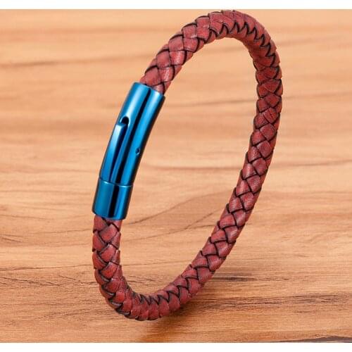 Luxury Woven Leather Rope Bracelets for Mens Stainless Steel Magnet Buckle Bracelet Gift Boyfriend Father Friendship Jewelry