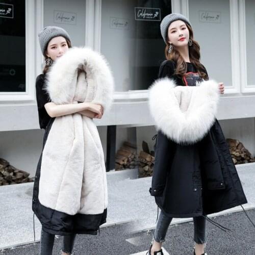 2021 New Snow Wear Long Parkas Winter Jacket Women Fur Hooded Clothing Female Fur Lining Thick Winter Coat Women