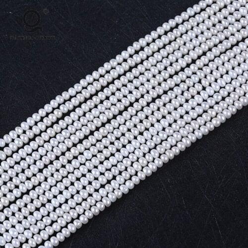 Wholesale Daking A Grade 4-5mm 16 Inches Bread Pearl,Fresh Water Button Shape Pearl Strand