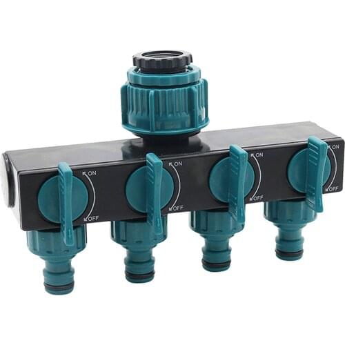 1" 1/2" 4 Way Hose Splitter for Garden Yard Patio Tap Connector Adapter Plastic