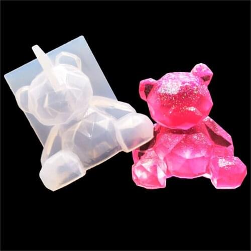 Qiaoqiao diy 3D bear silicone mold diy geometry stereo bear mold mirror silicone mold decoration ornament mold