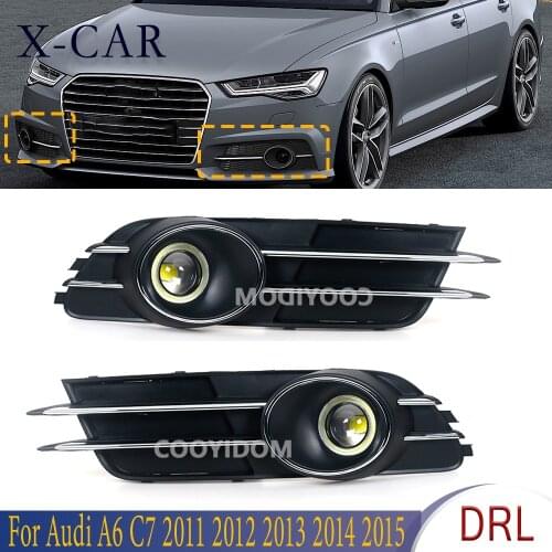 X-CAR 1 Pair Car Front Bumper Fog Light Grilles Fog Lamp Cover Racing Grilles For Audi A6 C7 2011 2012 2013 2014 2015 4GD807681B
