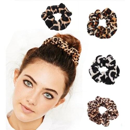 Rubber Band Soft For Women Winter Leopard Print Ponytail Accessories Girls Hair Ring Headwear Hair Rope Female Velvet Scrunchie