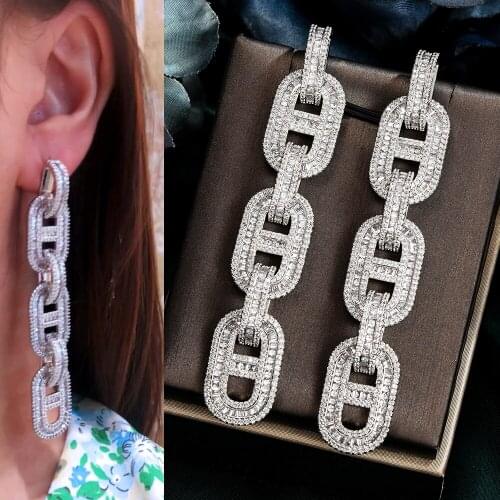 Treddy Luxury Gorgeous Hip Hop Punk Big Chains Pendant Earrings Necklace Jewelry Set Super CZ for Women Ladies Girl Best Gift