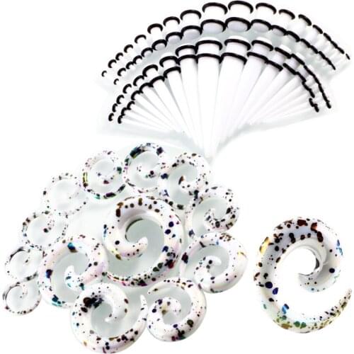 14G-12 mm 52pcs Acrylic Spiral Taper Ear Expanders Plug Gauges Assorted Ear stretching Ear Plugs Tunnels Body Piercing Jewelry
