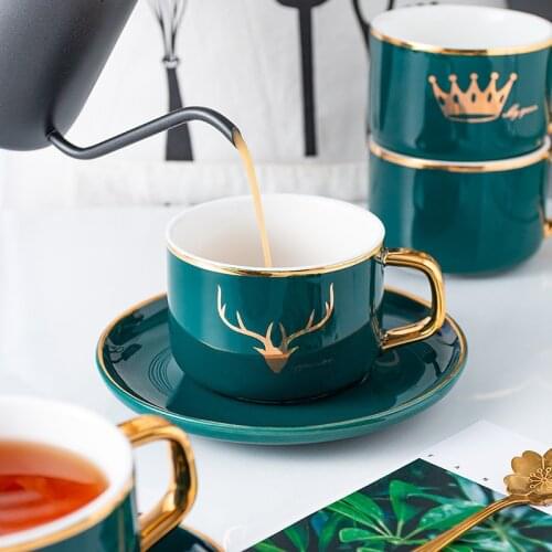 Nordic style small luxury ceramic bronzing coffee cup set afternoon tea mug coffee utensil breakfast milk cup office home