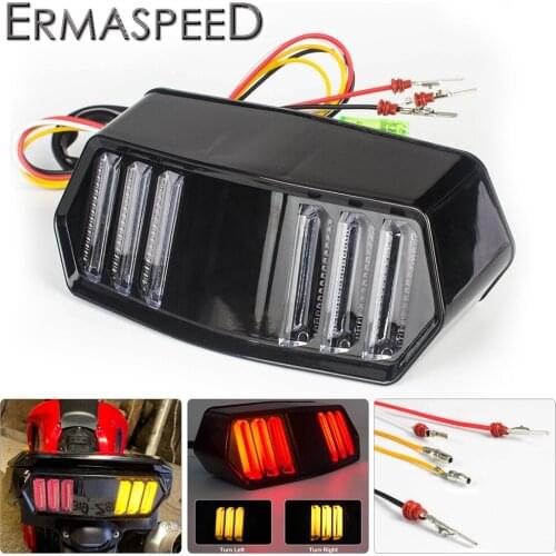 LED Brake Tail Light Motorcycle Turn Signals Flashing Stop Signal Running License Plate Lights Moto Indicators for Cruiser Bike