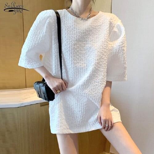 Korean White Summer Dresses Women 2021 New Puff Sleeve Vintage Mini Dress Sexy PartyPleated Casual Plus Size Dress Vestido 15390