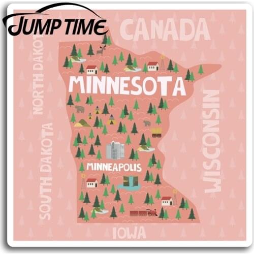 Jump Time for Minnesota USA Map Vinyl Stickers Sticker Laptop Luggage Gift Bumper Decals Waterproof Car Accessories