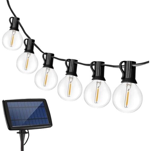 Solar String Lights Waterproof Outdoor G40 25 LED Bulbs Patio String Lights For Garden Backyard Camping Pergola Gazebo Umbrella