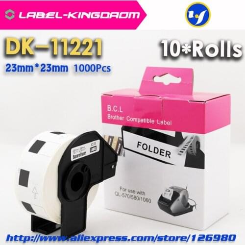 10 Rolls Generic DK-11221 Label 23*23mm 1000Pcs Compatible for Brother Label Printer All Come With Plastic Holder