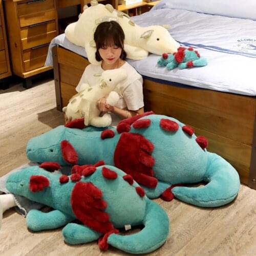 30-120cm Fluffy Blue Pterosauria Dragon Rabbit Plush Toy Stuffed Evil Red Fly Wings Fire Dragon Plushies Doll Toys For Kids Boy
