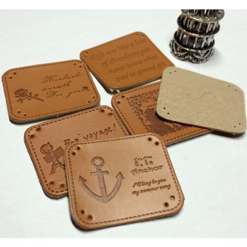 6 styles leather label 120pcs/set (4x3.5cm) handmade Customized mixed Patchwork DIY Sewing label cloth Garment