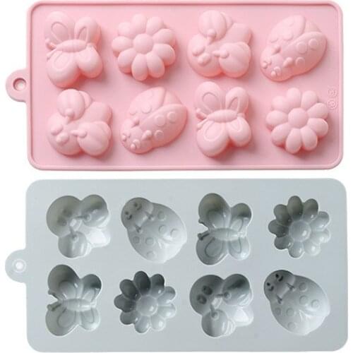 8 Cells Insect Butterfly Flower Style Silicone Mould Baking Tools DIY Chocolate Pastry Candy Cake Molds