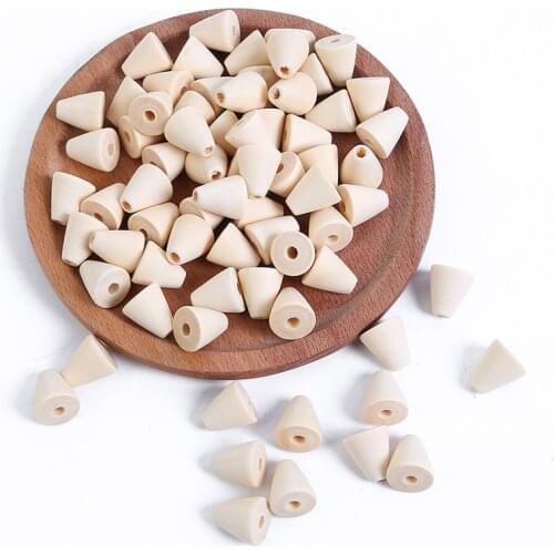 DIY 14X16mm Natural Wood Beads Cone Shape Unfinished Loose Wooden Beads for Kids Necklace Handmade Jewelry Making 30Pcs/lot
