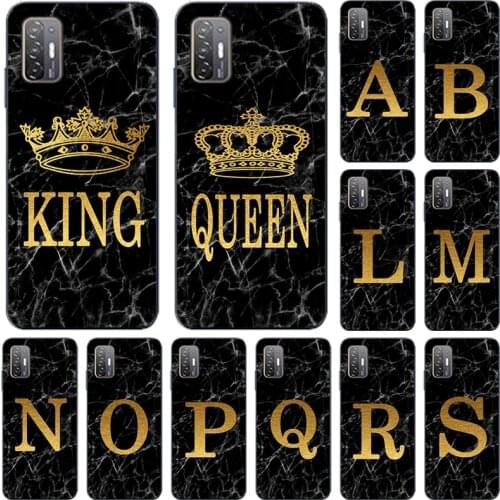 Phone case For HTC Desire 21 Pro Marble Golden alphabet background Soft TPU Print Cover Fundas