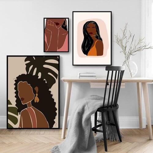 Black Girl Monstera Book Hat Cup Glasses Wall Art Canvas Painting Nordic Posters And Prints Wall Pictures For Living Room Decor