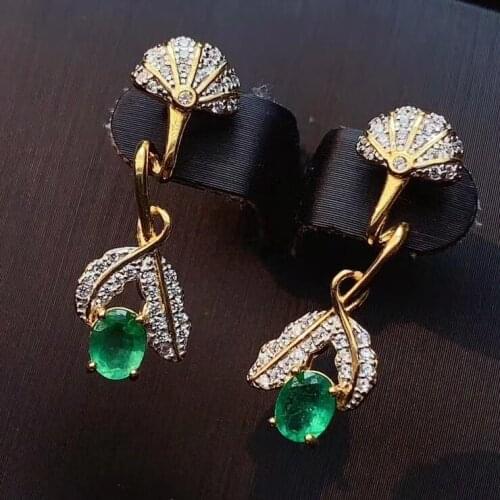 CoLife Jewelry Fashion Drop Earrings for Party 4mm * 5mm Natural Emerald Errings 925 Silver Gemstone Eardrop Gift for Woman