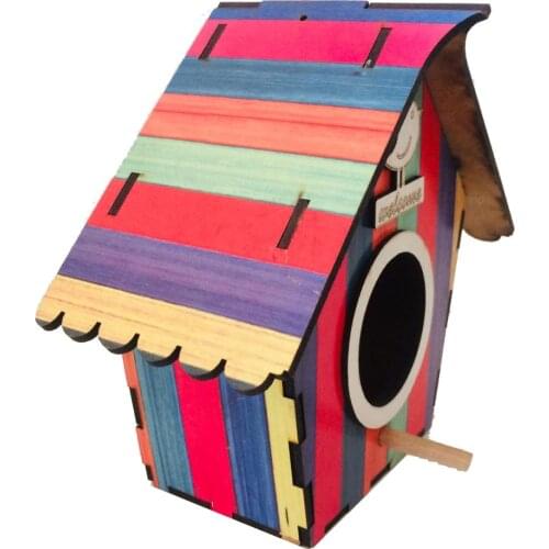 Wooden Birdhouse Home Outdoor Garden Decoration Bird House Nest Hanging Bird House Bird Feeder Colorful