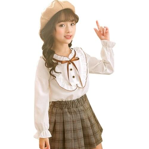 Children Clothes Blouse + Plaid Dress Girls Outfits Spring Autumn Clothes For Girls Casual Style Childrens Clothing