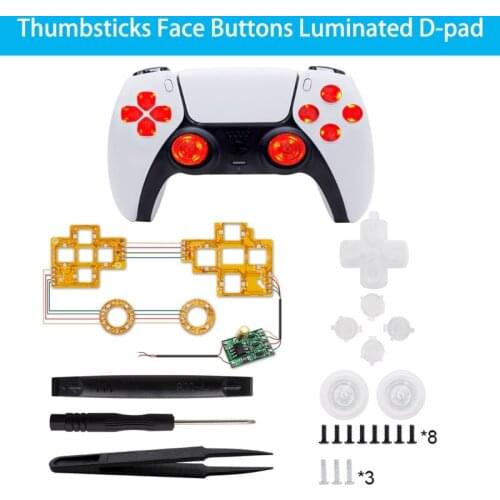 YYDS For PS5 Thumbsticks Face Buttons Dtf Led Kit Share Option Home Face Buttons , 6 Colors LED Kit for PS5 Controller