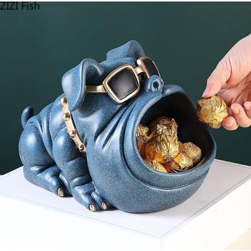 European Sunglasses French Bulldog Trays Decorative Candy Bowl Fruit Basket Animal Storage Ornaments Storage Box Jewelry Dish