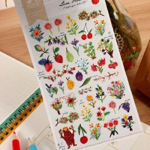 Kawaii grass flower cherry adhesive flower stickers scrapbooking hobby DIY decoration stationery sticker