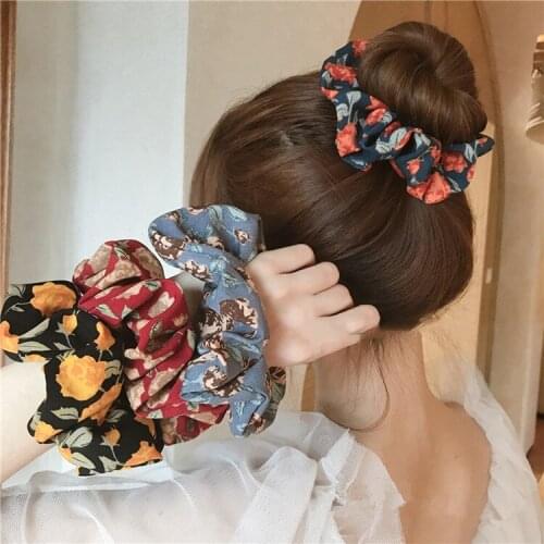 Summer Simple Fashion Floral Fresh For Women Girl Hair Rope Korean Elastic Rubber Band Hair Ring Headwear Head Rope Wholesale