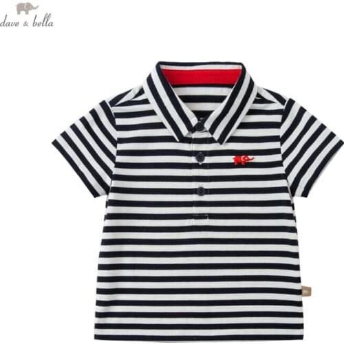 DBZ18162 dave bella summer baby boys casual striped print T-shirt children tops kids boy fashion tees