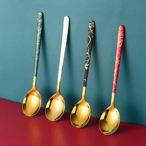 Stainless Steel Spoon Creative Cute Ice Cream Spoon Stirring Coffee Spoon Gold-plated Tableware Cute Stainless Steel Spoon