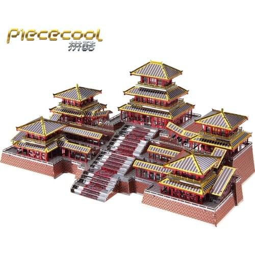 Piececool 3D Metal Puzzle Figure Toy Epang Palace BUILDING model Educational Puzzle 3D Models Gift finger Toys For Children