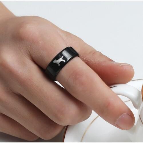 MOREDEAR 8mm Titanium Bull Terrier Dog Ring For Men and Women