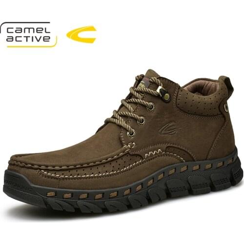 Camel Active New Men Winter Boots 100% Real Leather Shoes Handmade Super Warm Motorcycle Boots Waterproof Ankle Boots Snow Boots