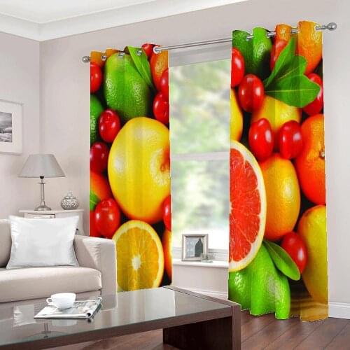 Custom Any Size Curtains Modern 3D Fresh Fruit Restaurant Cafe Fruit Store Decor Modern Creative Photo Large Window Drapes Sets