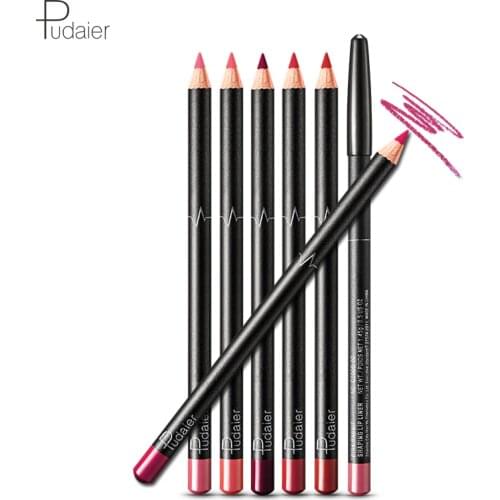 Pudaier 6PCS/Set 6 Colors Lip Liner Set Matte Lipliner Pencil Waterproof Nude Lip Liner Makeup Products Cosmetic for Lips Makeup