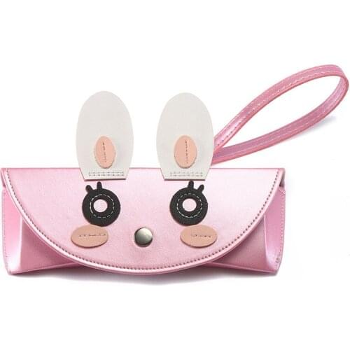 2021 New INS Popular Pendant Cartoon Glasses Case PU Leather Portable Glasses Box Sunglasses Protection Bag Lanyard Glasses Bag