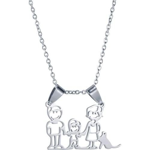 Family Mom Dad Girl Stainless Steel Pendant Necklaces for Men Women Love Silver Color Necklace Anniversary Jewelry Gift Hot Sale