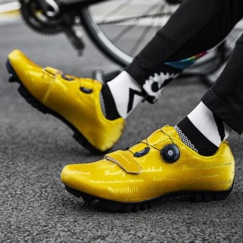 Professional MTB Cycling Shoes Men Yellow Breathable Racing Bike Self-Locking Bicycle Sneakers Women Road New Cycling Shoes