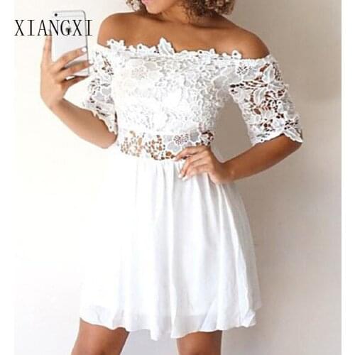 Simple Off The Shoulder White Homecoming Dress Half Sleeves Short Mini Party Formal Gowns Graduation Dresses Vestidos