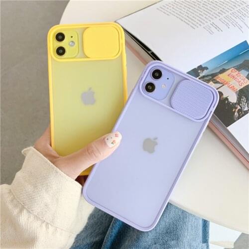 Slide Camera Protection lens Phone Case For iPhone 11 11ProMax XR XS 7 8 Plus Transparent Matte Silicone Case back Cover
