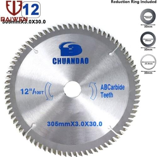 12 Inch Wood Cutting Saw Blade 40/60/80/100/120T Carbide Cutting Disc For Cutter Grinder Blades with 16/20/25.4mm Inner Ring