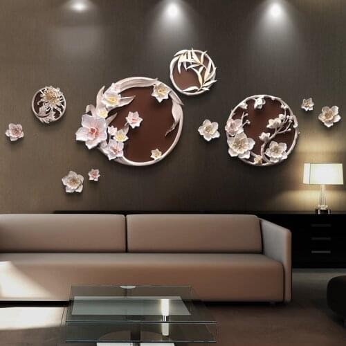 Luxury Fu Carving Home 3D Stereo Wall Sticker Murals Decoration Embossed Hotel Livingroom Sofa Wall Background Ornaments Crafts