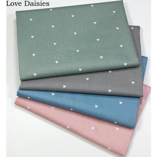 100%Cotton Twill Herringbone GREEN GRAY BLUE PINK Geometric Tri angle Fabric for Handwork Kid Sheet Apparel Handwork Craft Decor