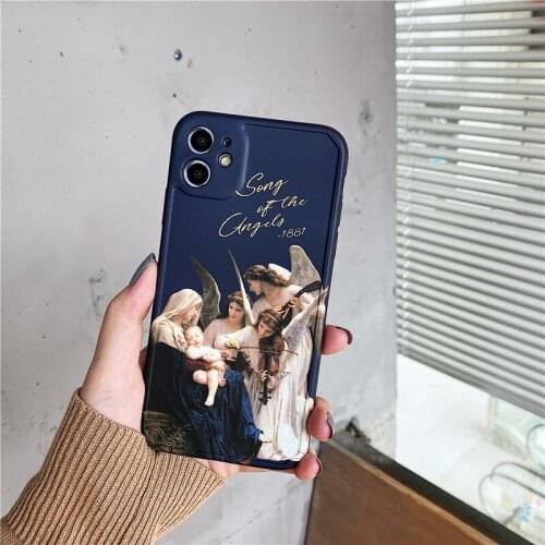 Nordic Art Oil Painting for IPhone 11/12 Promax 7/8plus Mini Case for IPhone X / XS / XRmax Cover Female Silicone